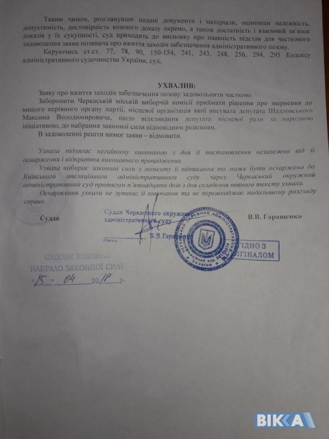 Суд заборонив відкликати черкаського депутата