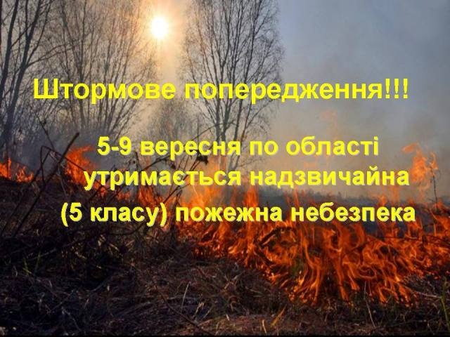 Попередження про загрозу пожеж в екосистемах Черкащини
