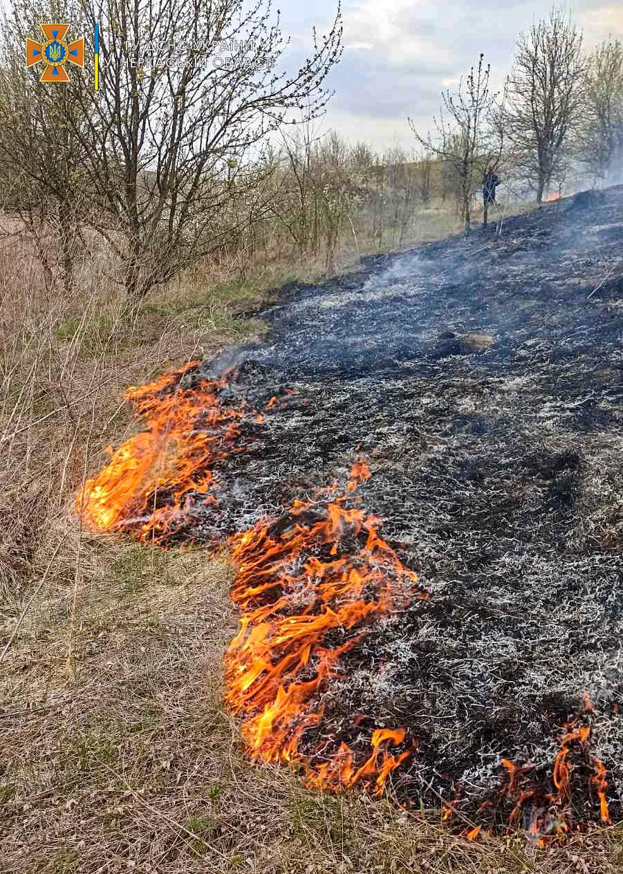 На Золотоніщині рятувальники знову боролися із пожежею сухої трави