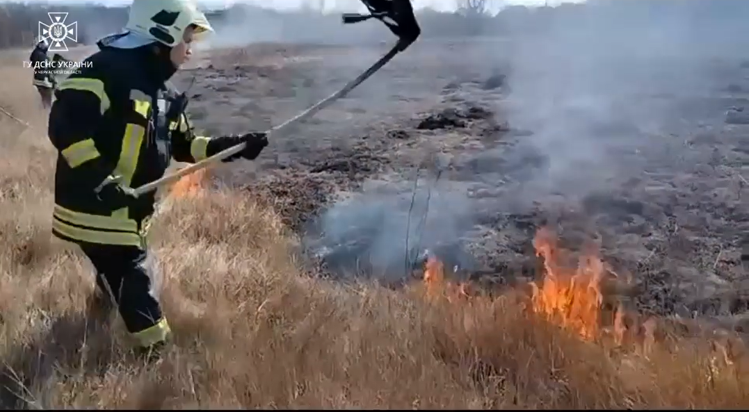 У Черкаській області за добу рятувальники 4 рази гасили пожежі сухої трави