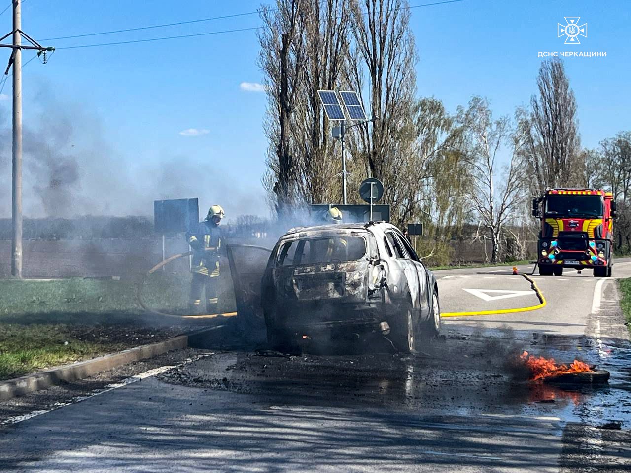 Під час пожежі автівки на Золотоніщині травмувався водій